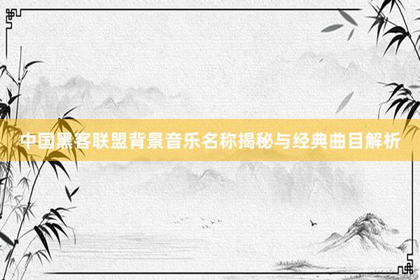 中国黑客联盟背景音乐名称揭秘与经典曲目解析